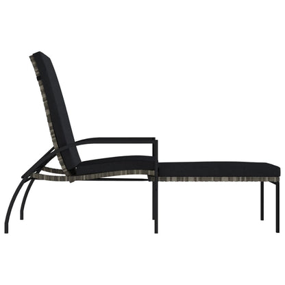 Sun loungers with footrests 2 pcs PE rattan grey