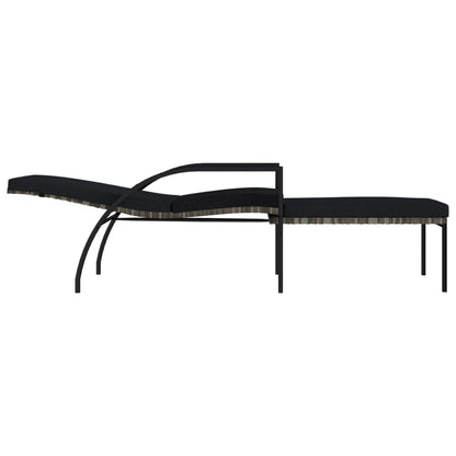 Sun loungers with footrests 2 pcs PE rattan grey