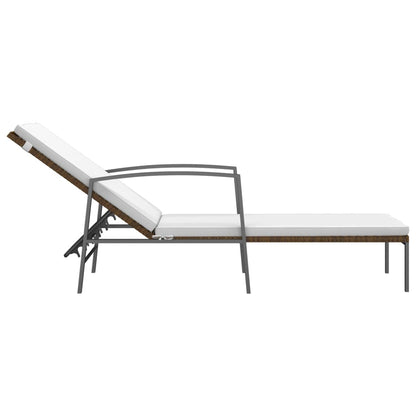 Espreguiçadeiras com mesa 2 pcs vime PE castanho