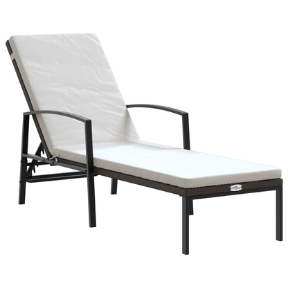 Espreguiçadeiras com mesa 2 pcs vime PE castanho