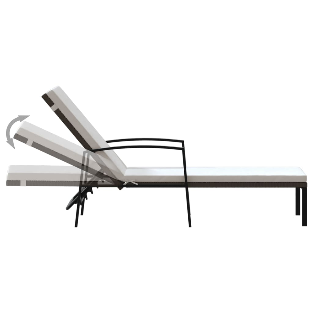 Espreguiçadeiras com mesa 2 pcs vime PE castanho