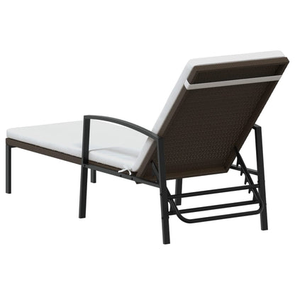 Espreguiçadeiras com mesa 2 pcs vime PE castanho
