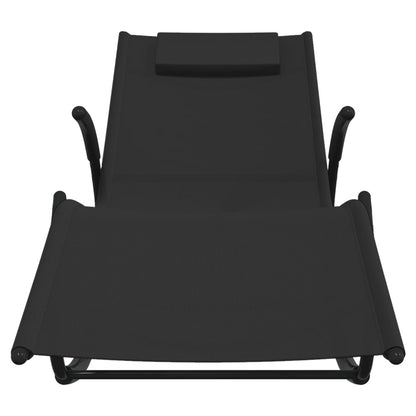 Steel and black textilene rocking lounger