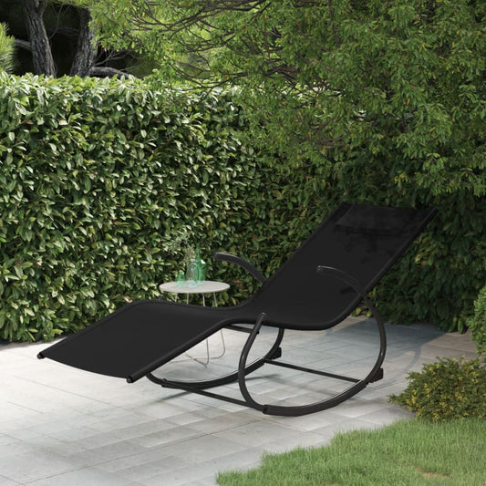 Steel and black textilene rocking lounger