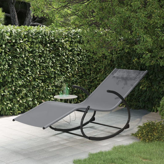 Steel and grey textilene rocking lounger