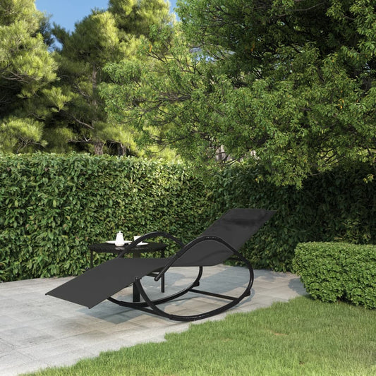 Steel and black textilene rocking lounger