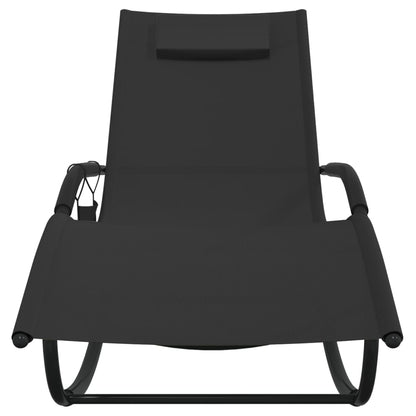 Steel and black textilene rocking lounger
