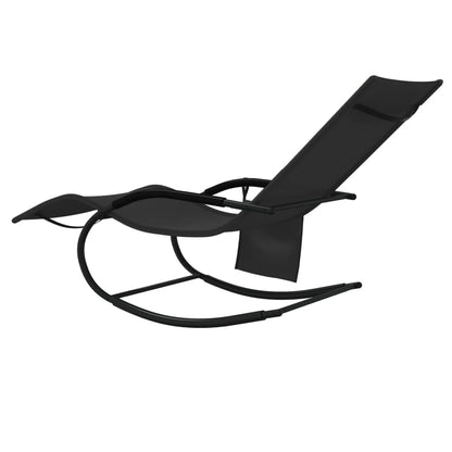 Steel and black textilene rocking lounger