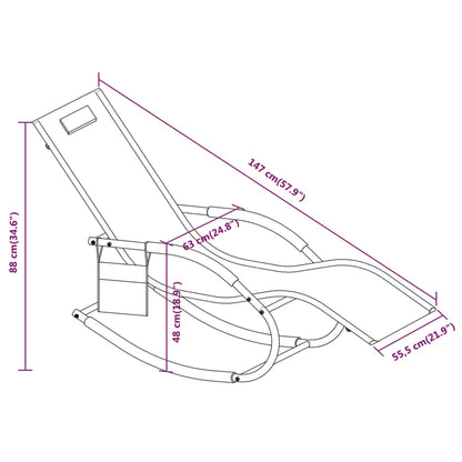 Steel and black textilene rocking lounger