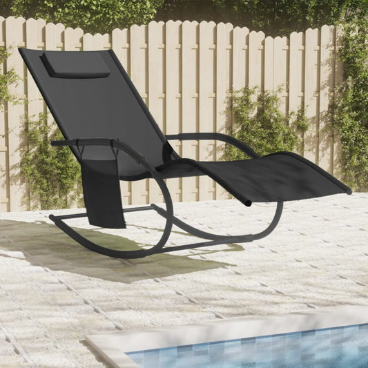 Steel and black textilene rocking lounger