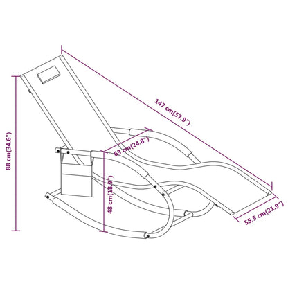 Steel and grey textilene rocking lounger