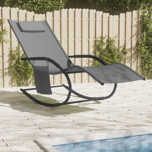 Steel and grey textilene rocking lounger