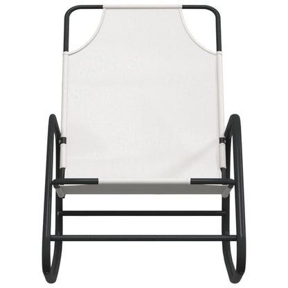 Steel and textilene swinging sun lounger in cream colour