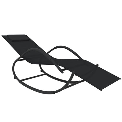 Rocking sun loungers 2 pcs steel and black textilene