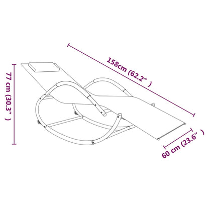 Rocking sun loungers 2 pcs steel and black textilene