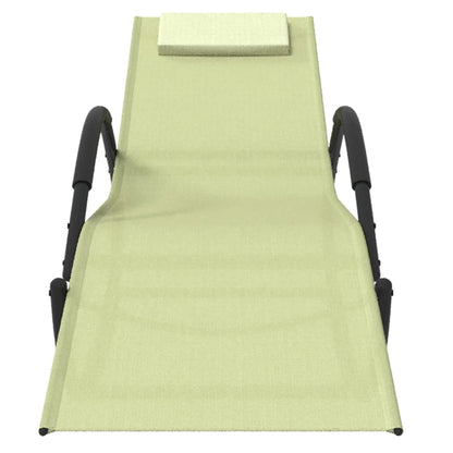 2 pcs steel and textilene swing lounger cream color