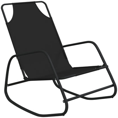 Rocking sun loungers 2 pcs steel and black textilene