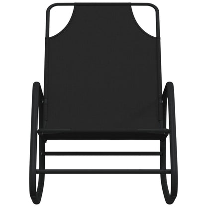Rocking sun loungers 2 pcs steel and black textilene