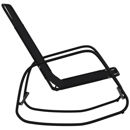 Rocking sun loungers 2 pcs steel and black textilene