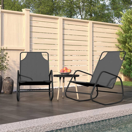 Rocking sun loungers 2 pcs steel and grey textilene