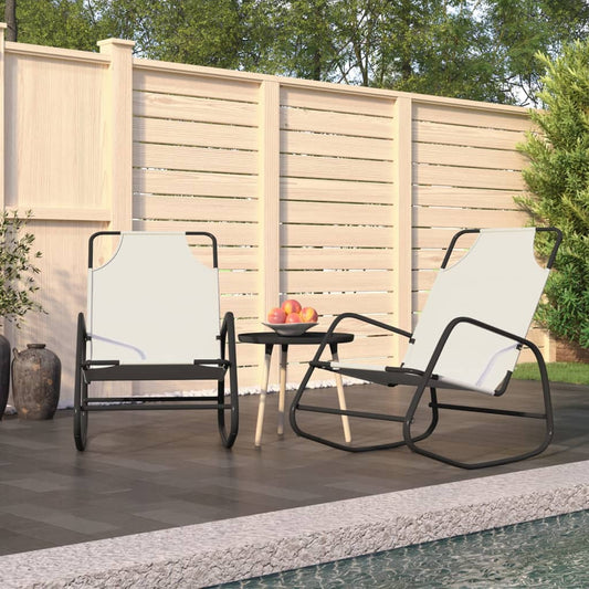 2 pcs steel and textilene swing lounger cream color