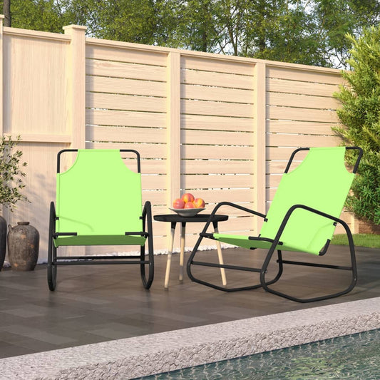 Rocking sun loungers 2 pcs steel and green textilene