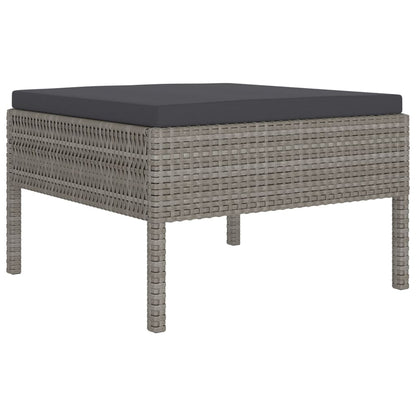 10 pcs conjunto lounge de jardim c/ almofadões vime PE cinzento