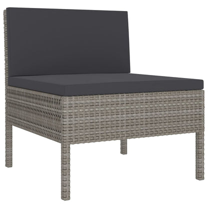10 pcs conjunto lounge de jardim c/ almofadões vime PE cinzento