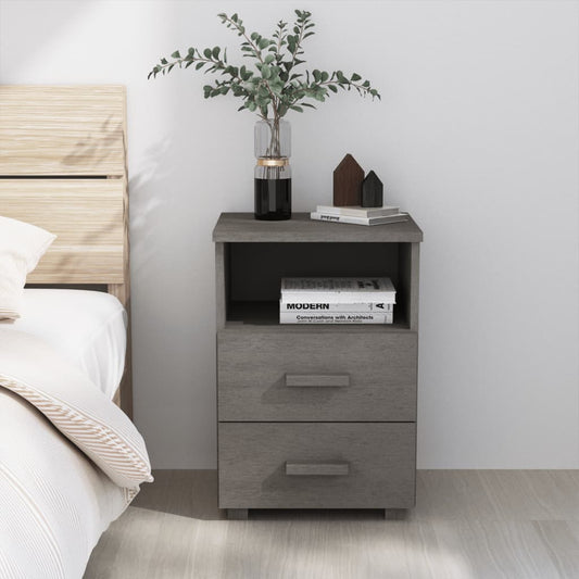 HAMAR bedside table 40x35x62 cm solid pine light grey