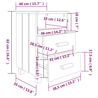 HAMAR bedside tables 2pcs 40x35x62 cm solid pine white