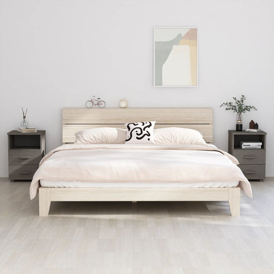 HAMAR bedside tables 2 pcs 40x35x62cm solid pine light grey