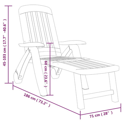 Green polypropylene folding sun lounger