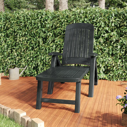 Green polypropylene folding sun lounger