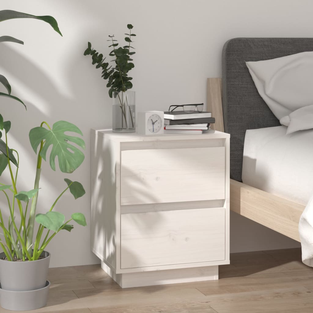 Mesas de cabeceira 2 pcs 40x35x50 cm pinho maciço branco
