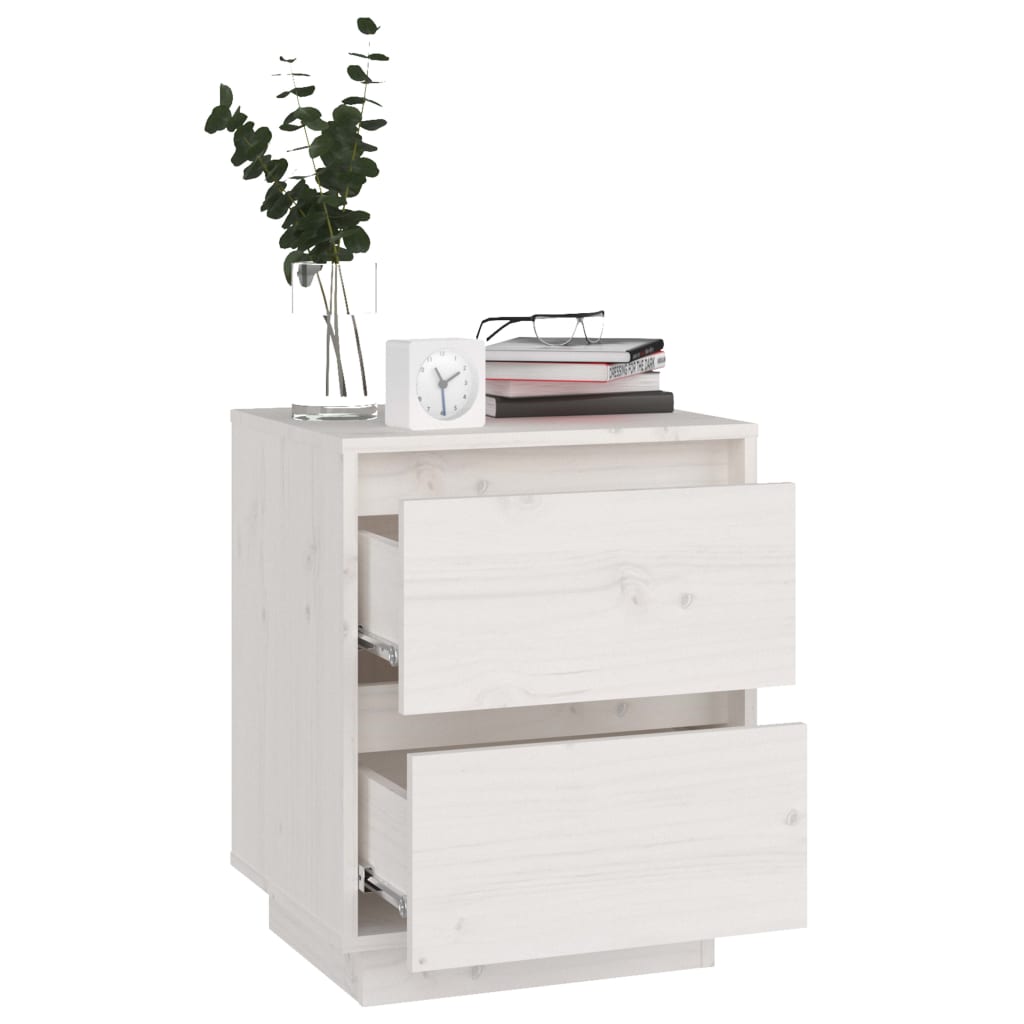 Mesas de cabeceira 2 pcs 40x35x50 cm pinho maciço branco