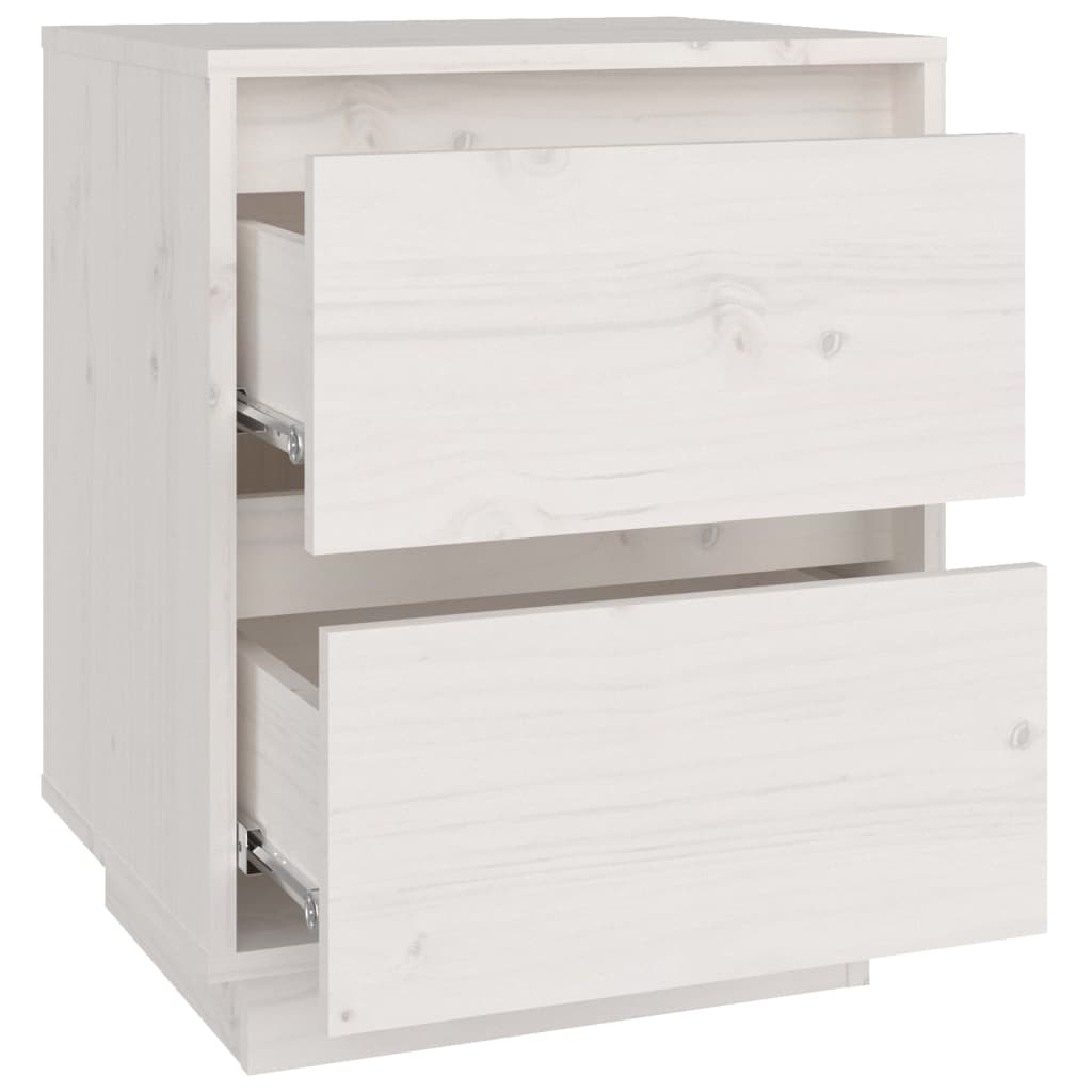 Mesas de cabeceira 2 pcs 40x35x50 cm pinho maciço branco