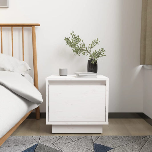 Bedside table 35x34x32 cm solid pine wood white