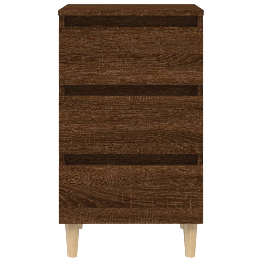 Mesa de cabeceira pernas de madeira maciça carvalho castanho
