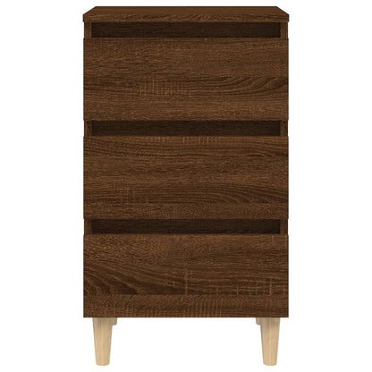Mesa de cabeceira pernas de madeira maciça carvalho castanho