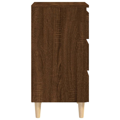 Mesa de cabeceira pernas de madeira maciça carvalho castanho