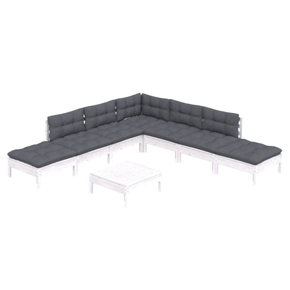 8 pcs conjunto lounge de jardim c/ almofadões pinho branco