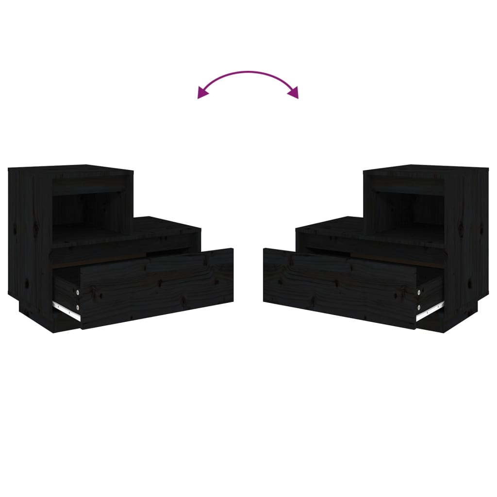 Bedside tables 2 pcs 60x34x51 cm solid pine black