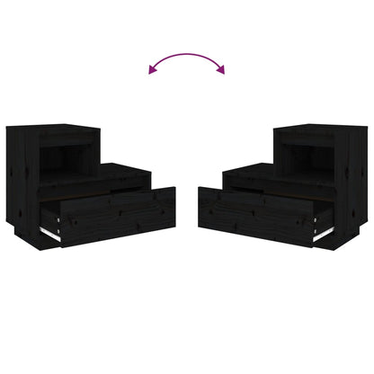 Bedside tables 2 pcs 60x34x51 cm solid pine black