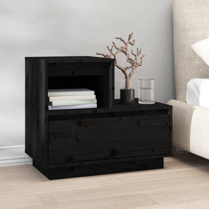 Bedside tables 2 pcs 60x34x51 cm solid pine black