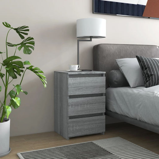 Bedside tables 2 pcs 40x35x62.5 cm wood processed Sonoma gray