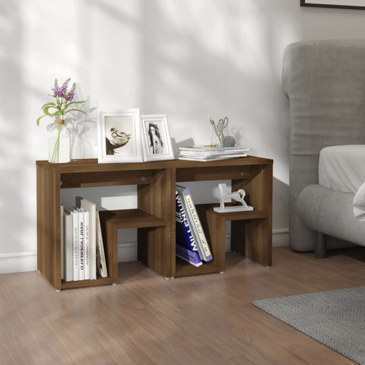 Bedside table 2pcs 40x30x40 cm processed wood brown oak
