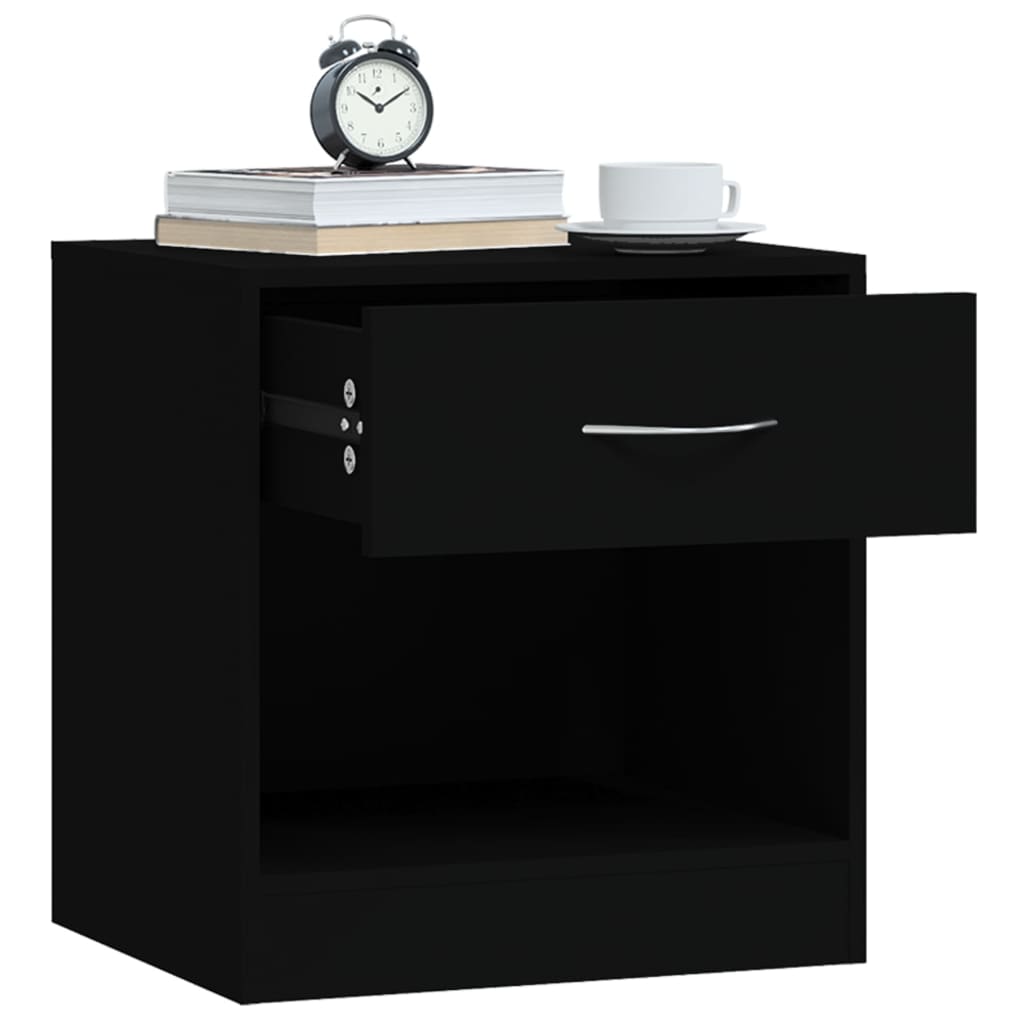 Bedside tables with drawers 2 pcs black