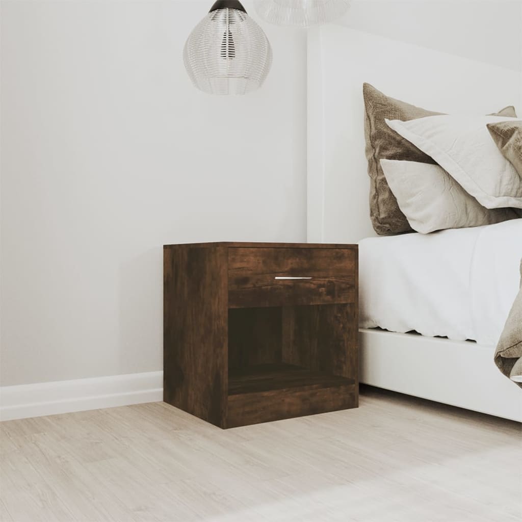 Bedside tables with drawer 2 pcs smoked oak
