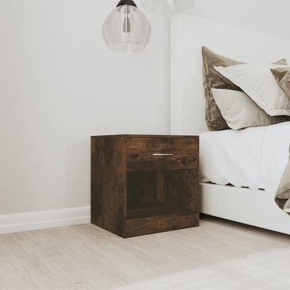 Bedside tables with drawer 2 pcs smoked oak