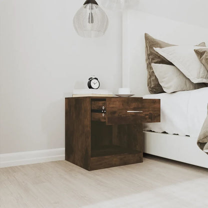 Bedside tables with drawer 2 pcs smoked oak